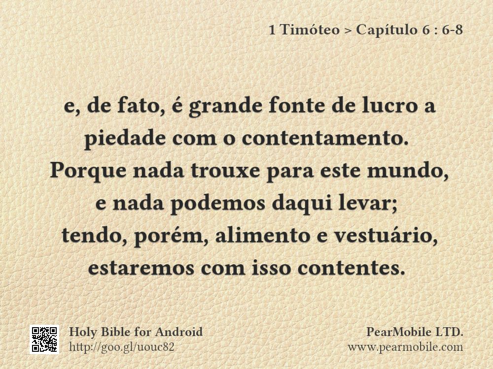1 Timóteo, Capítulo 6:6-8